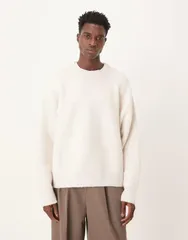 エイソス メンズ アウター ニット・セーター リブニット セーター ニット ASOS DESIGN super oversized fisherman rib knit sweater in oatmのサムネイル