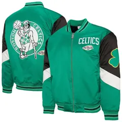 ミッチェルネス メンズ アウター ジャケット・ブルゾン サテン Mens Mitchell Ness Green Boston Celtics Throw It Back Heavyweight Fuのサムネイル