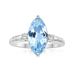 Gemminded レディース アクセサリー リング Gemminded Sterling Silver ISQA Blue Topaz LabCreated White Sapphire Ring Sterling ホワイト