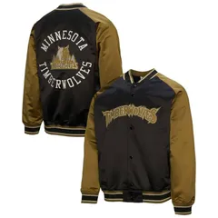 ミッチェルネス メンズ アウター ジャケット・ブルゾン サテン Mens Mitchell Ness OliveBlack Minnesota Timberwolves Clutch Satin Raのサムネイル