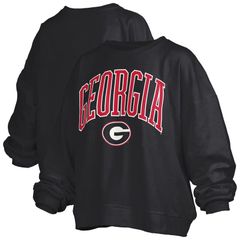 프레스 박스 레이디스 탑스 티셔츠 스웨트 로고 Womens Pressbox Black Georgia Bulldogs Janise Arch Over Logo Waist
