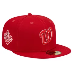 ニューエラ メンズ アクセサリー 帽子 ロゴ Mens New Era Red Washingtonationals Logo 59FIFTY Fitted Hat Nat Red レッド