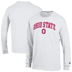 チャンピオン メンズ トップス Tシャツ ロゴ MensChampion White Ohio State Buckeyes Arch Over Logo Long Sleeve TShirt Osu White ホワイト