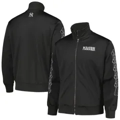 プレジャーズ メンズ アウター ジャケット・ブルゾン Mens PLEASURES Black New York Yankees Pitcher FullZip Track Jacket Ynk Blのサムネイル