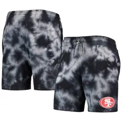 ニューエラ メンズ ボトムス ハーフパンツ・ショーツ ショートパンツ Mens New Era Black San Francisco 49ers TieDye Shorts 49r Black ブラのサムネイル