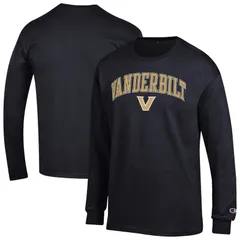 チャンピオン メンズ トップス Tシャツ ロゴ MensChampion Black Vanderbilt Commodores Arch Over Logo Long Sleeve TShirt Van Black ブラック