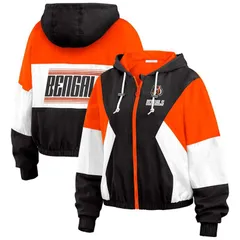 ウェア バイ エリン アンドルーズ レディース アウター ジャケット・ブルゾン プラスサイズ Womens WEAR by Erin Andrews Black Cincinnati Bengals Plusize Color Block FullZip Wi