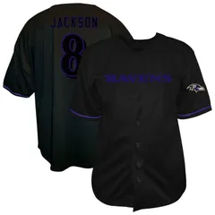 ファナティクス メンズ トップス Tシャツ トール Mens Fanatics Lamar Jackson Black Baltimore Ravens Big Tall Baseball ButtonUp Shirt Rav Black ブラック
