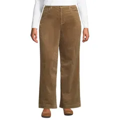 ランズエンド レディース ボトムス カジュアルパンツ コーデュロイ プラスサイズ Plusize Lands End HighRise WideLeg Corduroy Pants Dark Toffee