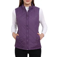 アレグラ ケー レディース アウター ジャケット・ブルゾン キルティング ベスト ジレ ALLEGRA K Womenstand Collar Lightweight Gilet Quilted Zip Vest Purple パープル