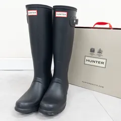 HUNTER ハンター 長靴 レインブーツ ロング ラバー ゴム ブラック レディース 38 b00944