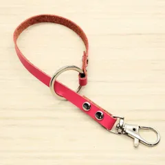 キーリング 細い ローズピンク 革 レザー キーホルダー チャーム ストラップ