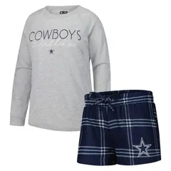 アンブランデッド レディース アンダーウェア ナイトウェア Tシャツ ショートパンツ Unbranded Womens Conceptsport NavyGray Dallas Cowboys Petition Raglan Long Sleeve TShir