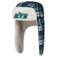 ニューエラ メンズ アクセサリー 帽子 New Era Black New York Jetsideline Plaid Sherpa Trapper Hat Jet Black ブラックのサムネイル
