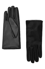 マンゴ レディース アクセサリー 手袋 レザー MANGO Leather Faux Fureversible Gloves Black ブラック