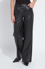 リジー レディース ボトムス レギンス ワイドレッグ パンツ レザー フェイクレザー Lysse Azara Wide Leg Faux Leather Pants Black ブラック