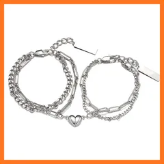 【新品】 [ルカナ] ペアブレスレット マグネット式 カップル アタッチメント ブレスレット カップル マグネット magnet heart pair bracelet 0