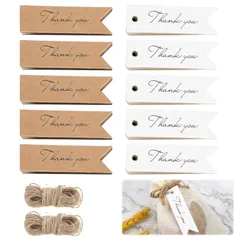 新品 Doyime サンキュータグ Thank you ギフトタグ【200個セット】クラフトタグ 値札 Thank you クラフト紙タグ 感謝カードラベルタグ 長方形 麻糸付き 結婚式 パーティー 披露宴会 誕生日 手作りタグクラフト用