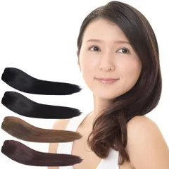 Luce brillare 部分エクステ つけ毛 ミニ ワンタッチ ポイントウィッグ ヘアピース ポイントピース エクステ 人毛100% 部分ウィッグ バレない 痛くない 自然 部分カツラ 人毛ウィッグ 白髪カバー 白髪隠 [ベージュブラウン] [ミディアム]