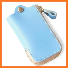 【新品】 [ALLUTHE] キーケース メンズ レディース スマートキー対応 革 日本製 スマートキーケース キーホルダー お揃い ペア 記念日 プレゼント (04. ライトブルー) 0