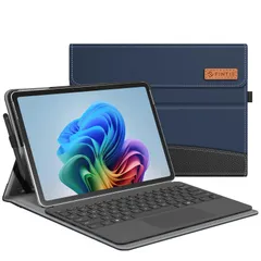 新品 Fintie Microsoft Surface Pro 12 ケース カバー 2025年モデル タブレットケース 全面保護 薄型 スタンド機能 マルチ視角 PU レザー ポケット付き ペンホルダー付き 収納性(ネイビー/ブラック)