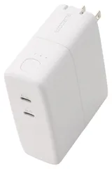 エレコム モバイルバッテリー 5000mAh AC時67W 20W コンセント一体型 Type-C 2ポート おまかせ充電 まとめて充電 PSE技術基準適合 ホワイト DE-AC11-5000WH [ホワイト]