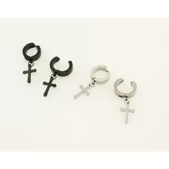 Olive-G イヤリング フェイク ピアス クロス 十字架 イヤーカフ 2色 ペア かっこいい 0