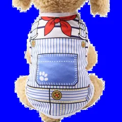 タンクトップ XS~2XL メッシュ キャラクタータンクトップ 通気メッシュベスト 可愛い 春夏用 格好いい 犬のお洋服 薄手 日焼け止め 脱毛保護 犬の服 ルームウェア 部屋着 乾きやすい 夏服 犬服 お散歩 お出掛け 猫服 キャットウェア（⑤ストライプ×レ