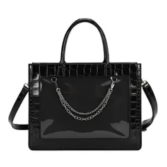 [ハルジオ] 痛バッグ おしゃれ 痛バ 小さめ 痛バック ミニ 可愛い 2WAY トート トートバッグ ショルダー ショルダーバッグ 高級 クロコ 黒 白 いたばっく いたば 推し活バッグ 透明 クリア 推し活 オタ活 推し バッグ バック 鞄  [ブラック]