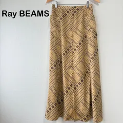 Ray BEAMS ロングスカート 幾何学 ベージュ 前ボタン
