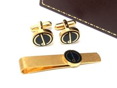 ダンヒル カフス タイピン セット ゴールド レッド ロゴ ヴィンテージ