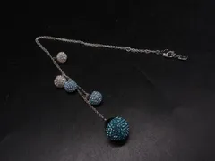 ■美品■ SWAROVSKI スワロフスキー クリスタル ネックレス ペンダント アクセサリー  シルバー系×ライトブルー系 DM4934