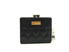■美品■ MOSCHINO モスキーノ レザー ハート がま口 二つ折り 財布 ウォレット 札入れ 小銭入れ ブラック系 DM4461のサムネイル