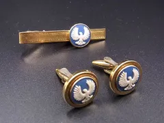 WEDGWOOD ウェッジウッド ジャスパー カメオ カフスボタン タイピン アクセサリー 2点セット メンズ ゴールド系×ブルー系 DM1059のサムネイル