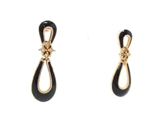 ChristianDior クリスチャンディオール ヴィンテージ ラインストーン ピアス アクセサリー レディース ブラック系×ゴールド系 DM6969