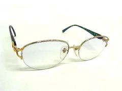 ■Excellent Condition■ Yves Saint Laurent All-over Pattern Prescription Glasses Eyeglasses Women's Green DM7381