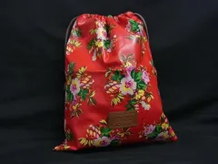 KENZO ケンゾー PVC フラワー 花柄 巾着袋 マルチポーチ マルチケース レディース レッド系×マルチカラー DM7602