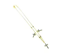 ■美品■ SWAROVSKI スワロフスキー ラインストーン クロス ネックレス ペンダント アクセサリー ネイビー系×ゴールド系 DM4664