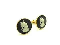 WEDGWOOD ウェッジウッド ジャスパー カメオ カフスボタン カフリンクス アクセサリー ブラック系×ゴールド系 DM4672のサムネイル