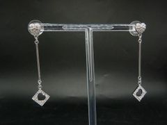 美品 スワロフスキー ドロップピアス ロング クリスタル シルバー 