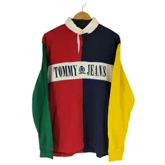 トミージーンズ tommy jeans ロゴ刺繍 マルチカラー L/S ポロシャツ メンズ import：L 
