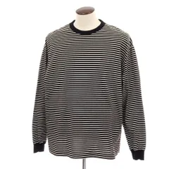 【中古】ユニフォームエクスペリメント uniform experiment コットン ボーダー クルーネック 長袖Ｔシャツ ブラックxホワイト【サイズXL】【メンズ】