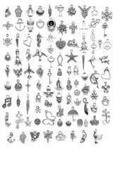 新品 [YFFSFDC] チャーム アクセサリーパーツ 100個セット ネックレス/イヤリング/ペンダント飾り ジュエリー DIY オーナメント ハンドメイド 手作り 贈り物 飾り物 工芸品 (シルバー)