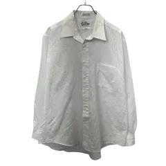 90s SEARS RONBUCK 長袖 ストライプシャツ ホワイト XL シアーズローバック ボタン 90年代 胸ポケット 春物 a804-5556