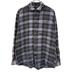 THE ARROW COMPANY 長袖 フランネルシャツ L パープル アロー ボタン 胸ポケット チェック柄 ネルシャツ コットン100% 秋物 a804-5561