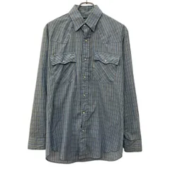 ～80s USA製 Levi's 長袖 チェックシャツ MEDIUM ブルー リーバイス ボタン 襟芯 ～80年代 チェック柄 カジュアル 春物 a804-5573