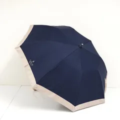 折りたたみ日傘 LANVIN COLLECTION ランバンコレクション USED品 晴雨兼用  ディープブルー グログランリボン ロゴ刺繍 UV FA9545