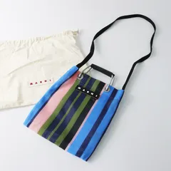 美品 マルニ MARNI MARKET STRIPE MINI SHOULDER BAG マーケット ストライプミニショルダーバッグ＼グリーンブルー【2400014907643】