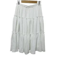 美品 クリーニング済 FOXEY NEW YORK フォクシーニューヨーク フレア フリルスカート 38322 38 オフホワイト レディース 古着 中古 USED