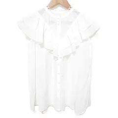 良品 ANAYI アナイ フリルフレア フレンチスリーブ シアー シャツ ブラウス 36 ホワイト レディース 古着 中古 USED